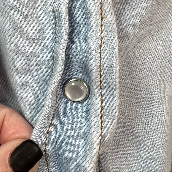⭐️ The Nu Vintage Denim Chambray Vintage Pin Up Style Button Down Shirt Jacket L - Picture 10 of 16
